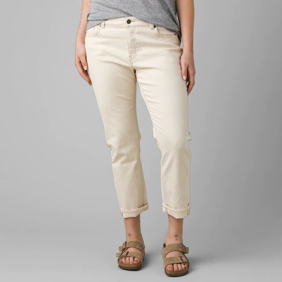 NEW Prana Womens Kayla Jeans Sz 6 Beige Natural Mid Rise - Picture 1 of 3